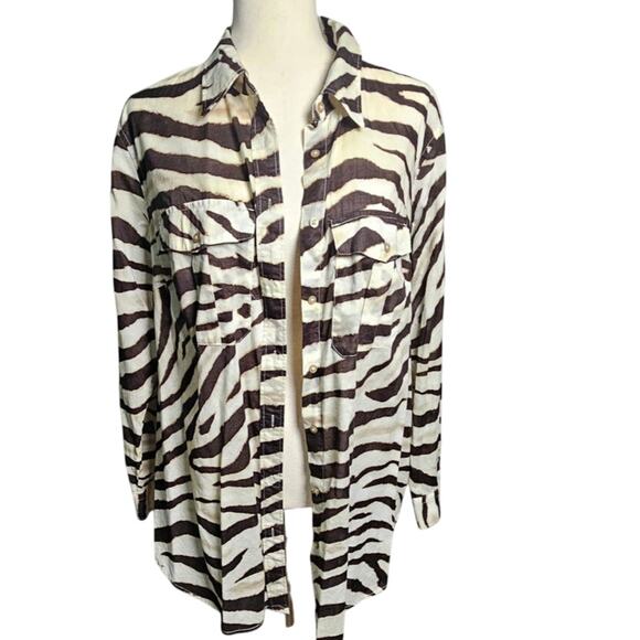 Ralph Lauren Zebra Animal Print 100% Cotton Button Up Shirt Size 1X - Picture 2 of 10
